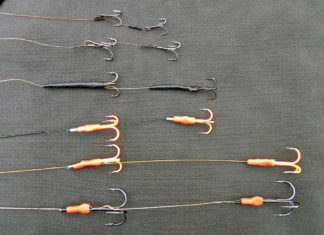 Köderfische richtig montieren Systeme im Überblick: oben für kleinere, unten für größere Köderfische. Die Größe der Drillinge und ihr Abstand zueinander entscheidet über die mögliche Köfi-Größe.