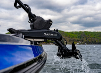 Garmin Force Kraken: Für noch mehr Bootsgrößen verfügbar Ein zusätzlicher Bugmotor mit Ankerfunktion wie der Garmin Force Kraken hält beim Angeln auch ohne Anker das Boot auf der Stelle. Bild: Garmin Deutschland GmbH