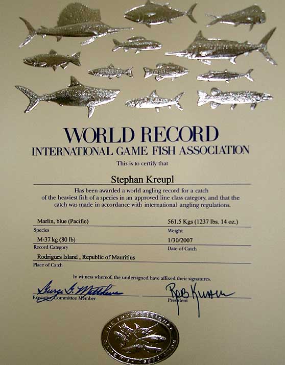 Weltrekord-Urkunde